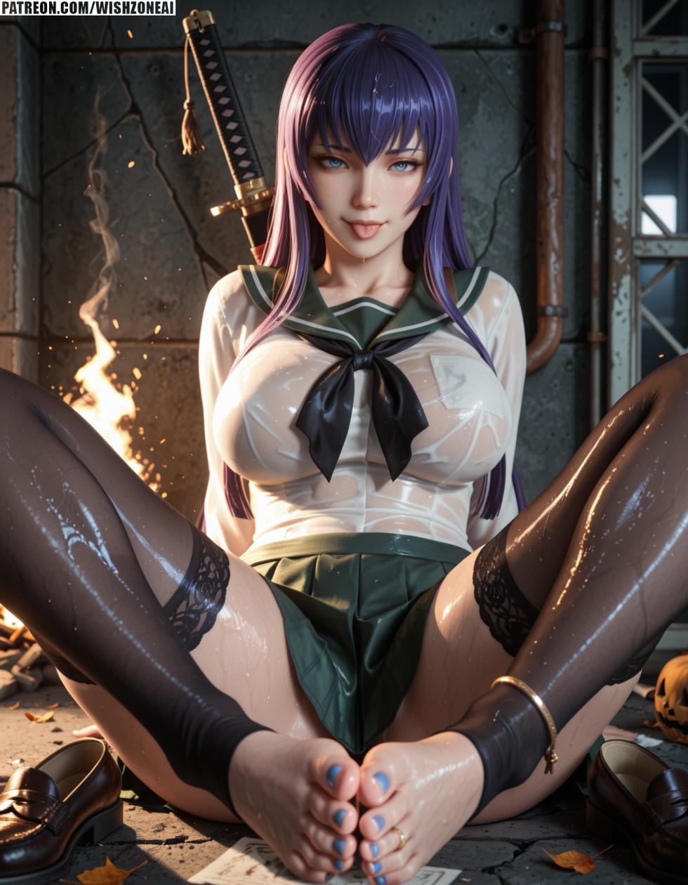 💀 Highschool of the Dead: Saeko’s Feet Take Control 👣💦💦[Ai generated] - Page 8