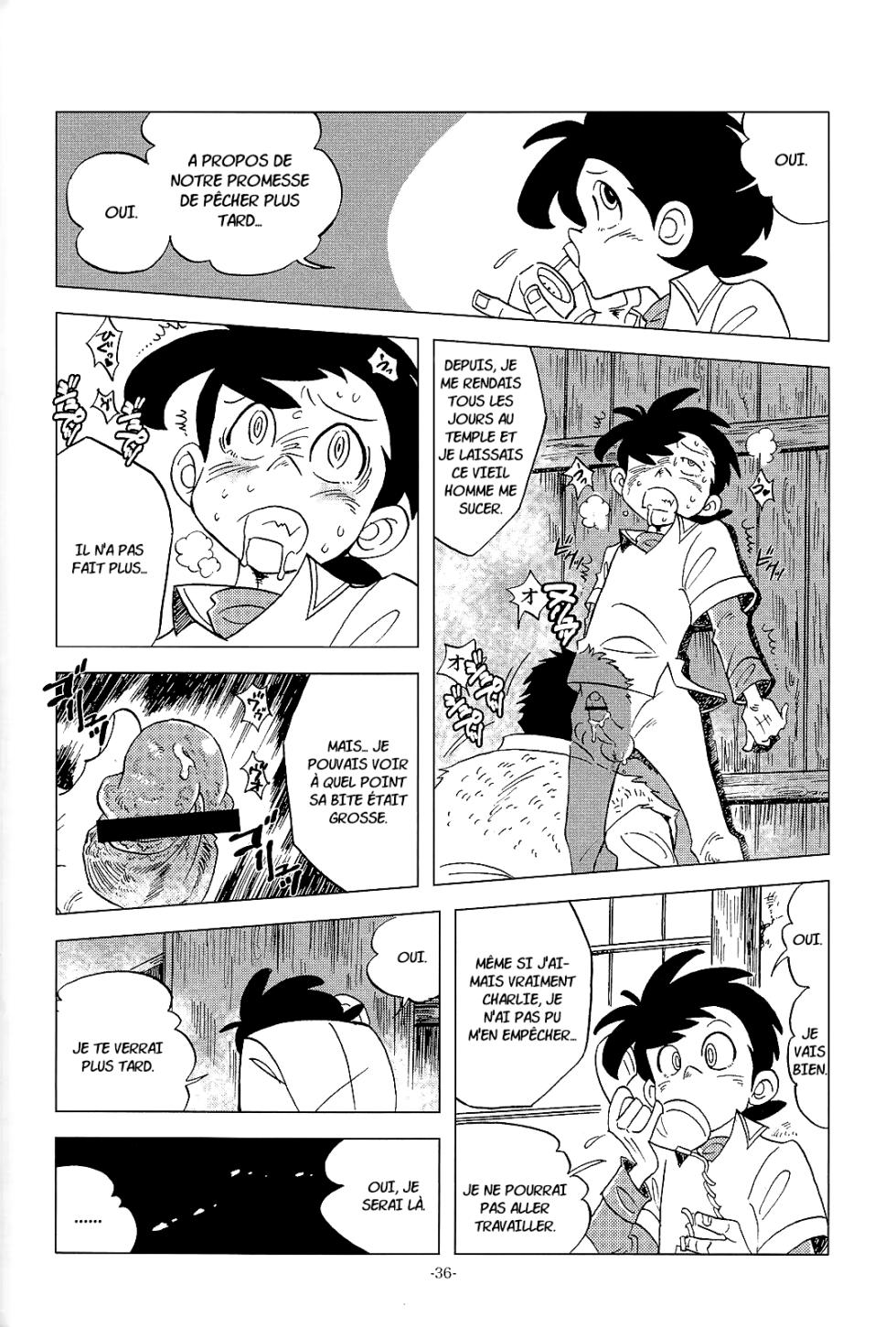 (C83) [Okashi Tai (Kin no Tamamushi)] Sao o Nigirasha Nipponichi!! Matagi Hen (Tsurikichi Sanpei) [French] - Page 36