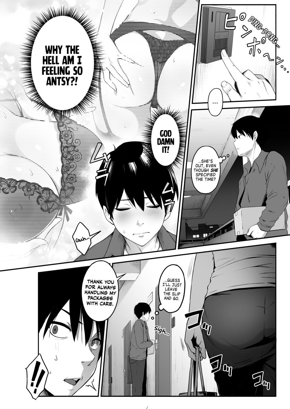 [Amai Wakusei] Takuhai-kun ga Yarareta! ~Hatsujou Onee-san ga Neratteita Otodokemono wa Oredeshita~ | Bagged a Delivery Boy! ~The Package the Horny Lady Was Expecting Was the One in My Pants~ [English] [head empty + BoundaryTL] - Page 6