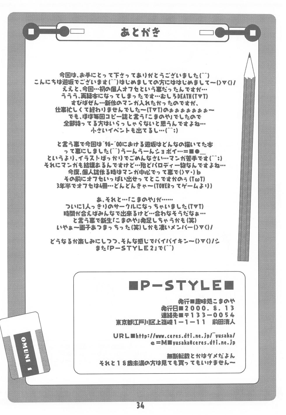 (C58) [Shumidokoro Komanoya (Yusaka)] P-STYLE (Various) - Page 36