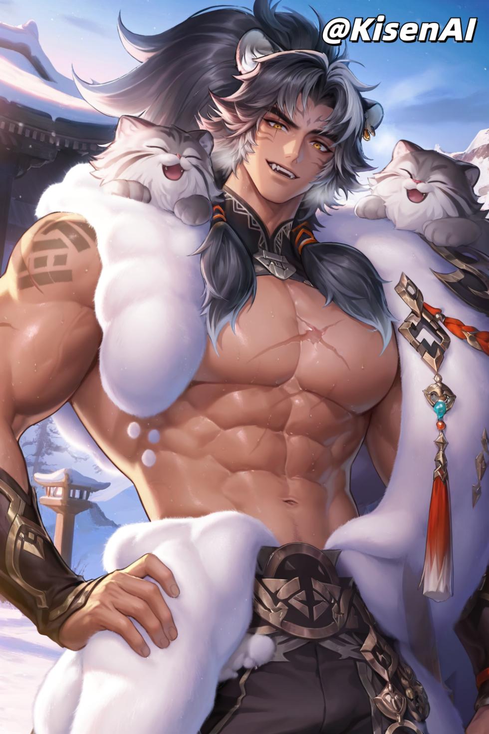 [KisenAI] Honor of Kings- Zhangfei tusun skin-muscle abs王者荣耀张飞兔狲蓬尾皮肤-腹肌肌肉版 [AI Generated] - Page 10