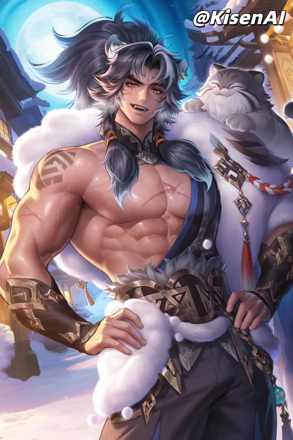 [KisenAI] Honor of Kings- Zhangfei tusun skin-muscle abs王者荣耀张飞兔狲蓬尾皮肤-腹肌肌肉版 [AI Generated] - Page 12