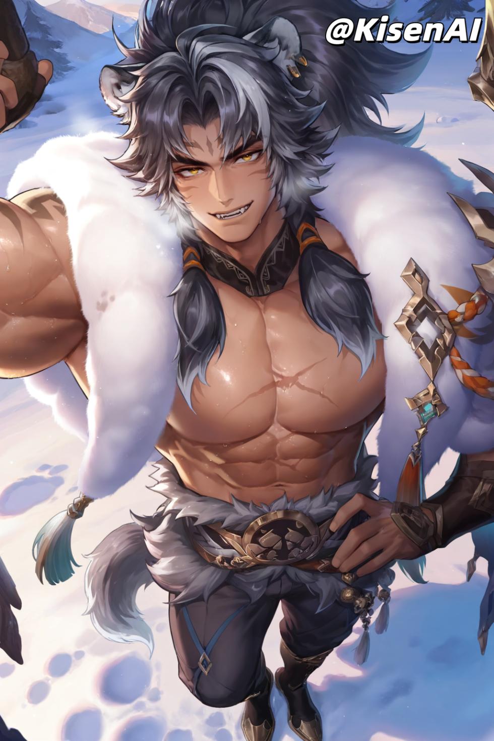 [KisenAI] Honor of Kings- Zhangfei tusun skin-muscle abs王者荣耀张飞兔狲蓬尾皮肤-腹肌肌肉版 [AI Generated] - Page 13