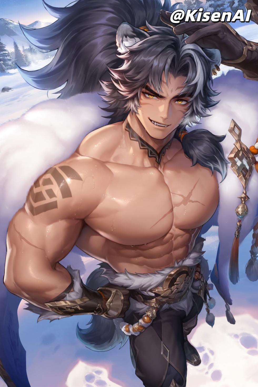 [KisenAI] Honor of Kings- Zhangfei tusun skin-muscle abs王者荣耀张飞兔狲蓬尾皮肤-腹肌肌肉版 [AI Generated] - Page 14