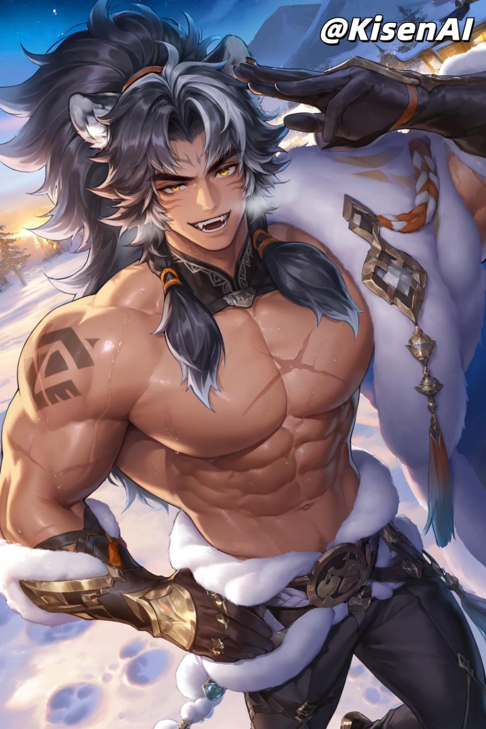 [KisenAI] Honor of Kings- Zhangfei tusun skin-muscle abs王者荣耀张飞兔狲蓬尾皮肤-腹肌肌肉版 [AI Generated] - Page 17