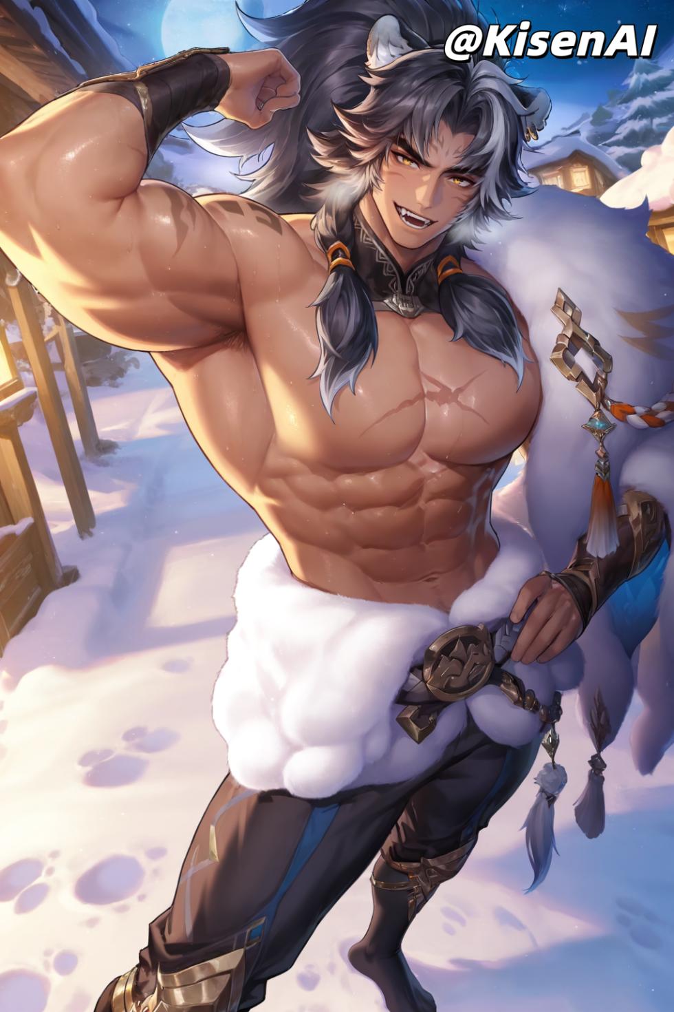 [KisenAI] Honor of Kings- Zhangfei tusun skin-muscle abs王者荣耀张飞兔狲蓬尾皮肤-腹肌肌肉版 [AI Generated] - Page 18