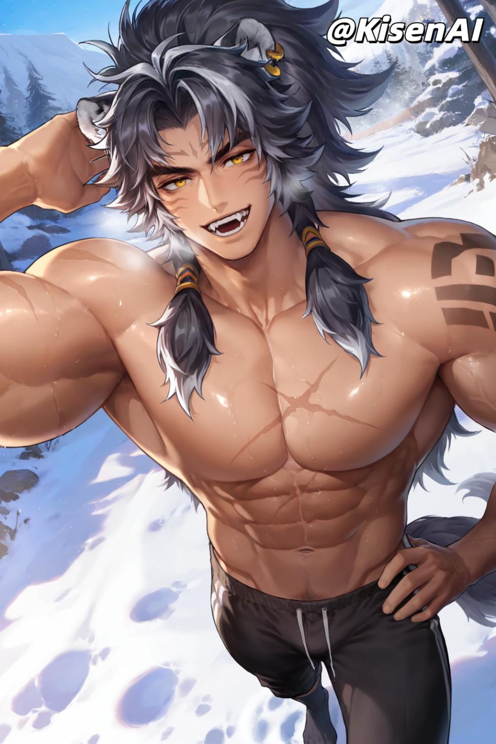 [KisenAI] Honor of Kings- Zhangfei tusun skin-muscle abs王者荣耀张飞兔狲蓬尾皮肤-腹肌肌肉版 [AI Generated] - Page 19