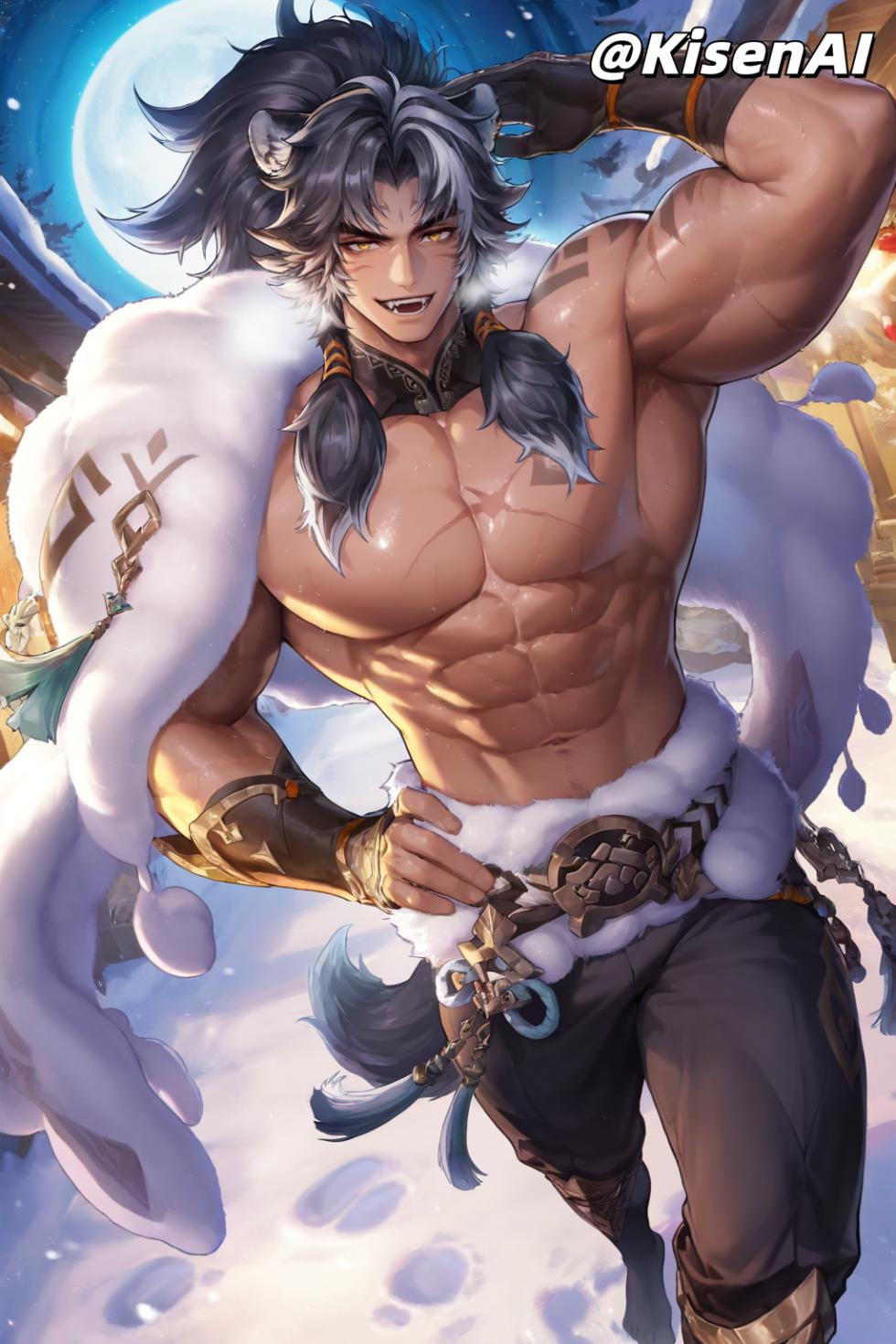 [KisenAI] Honor of Kings- Zhangfei tusun skin-muscle abs王者荣耀张飞兔狲蓬尾皮肤-腹肌肌肉版 [AI Generated] - Page 20