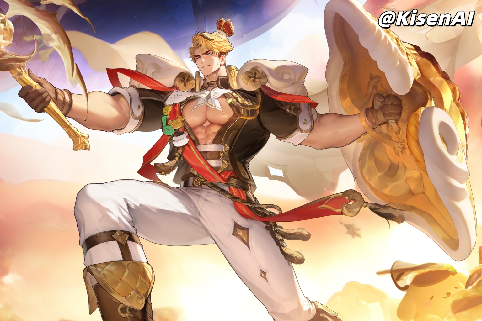 [KisenAI] Honor of Kings-Arthur new skin-muscle- 王者荣耀-亚瑟布丁狗之誓皮肤-腹肌肌肉版SFW [AI Generated] - Page 6