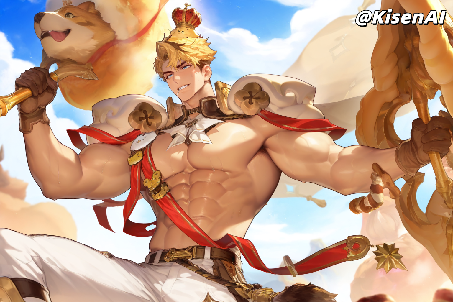 [KisenAI] Honor of Kings-Arthur new skin-muscle- 王者荣耀-亚瑟布丁狗之誓皮肤-腹肌肌肉版SFW [AI Generated] - Page 8