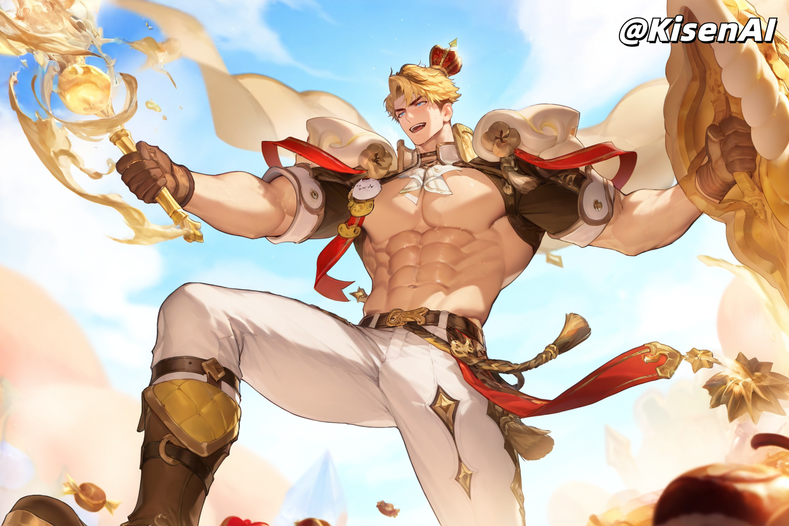 [KisenAI] Honor of Kings-Arthur new skin-muscle- 王者荣耀-亚瑟布丁狗之誓皮肤-腹肌肌肉版SFW [AI Generated] - Page 10