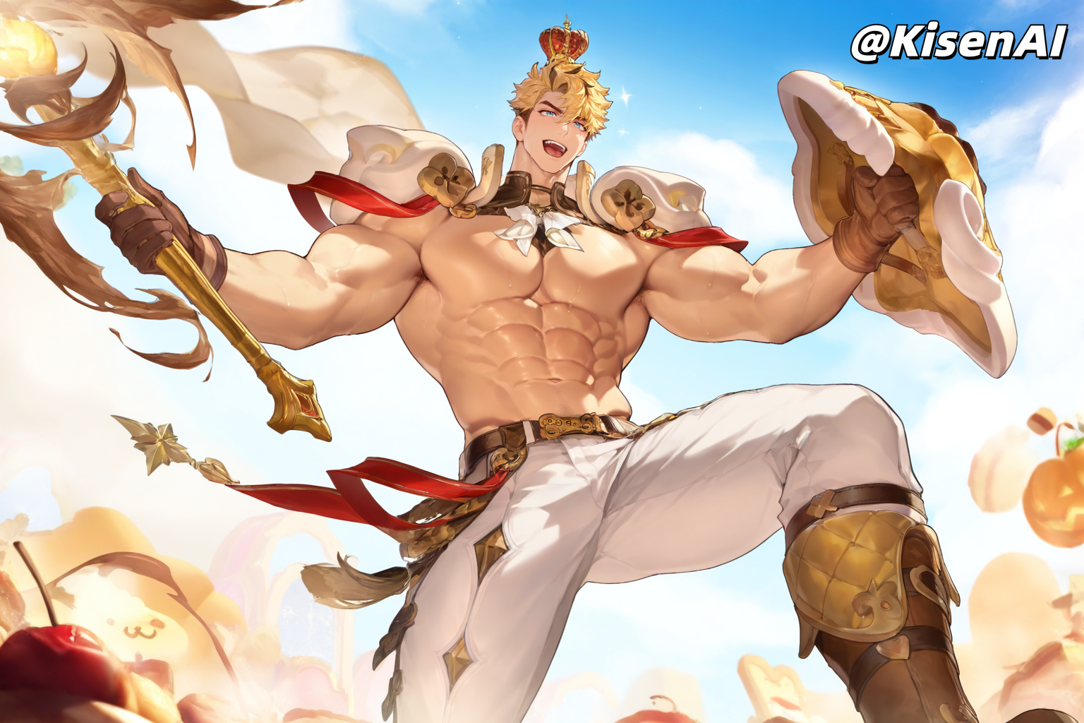 [KisenAI] Honor of Kings-Arthur new skin-muscle- 王者荣耀-亚瑟布丁狗之誓皮肤-腹肌肌肉版SFW [AI Generated] - Page 11