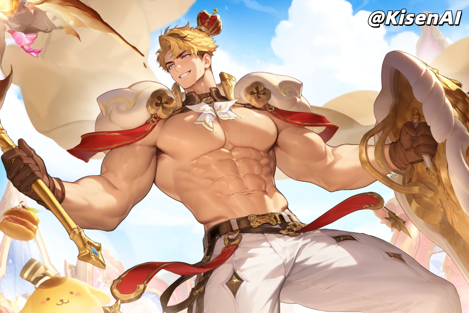 [KisenAI] Honor of Kings-Arthur new skin-muscle- 王者荣耀-亚瑟布丁狗之誓皮肤-腹肌肌肉版SFW [AI Generated] - Page 13