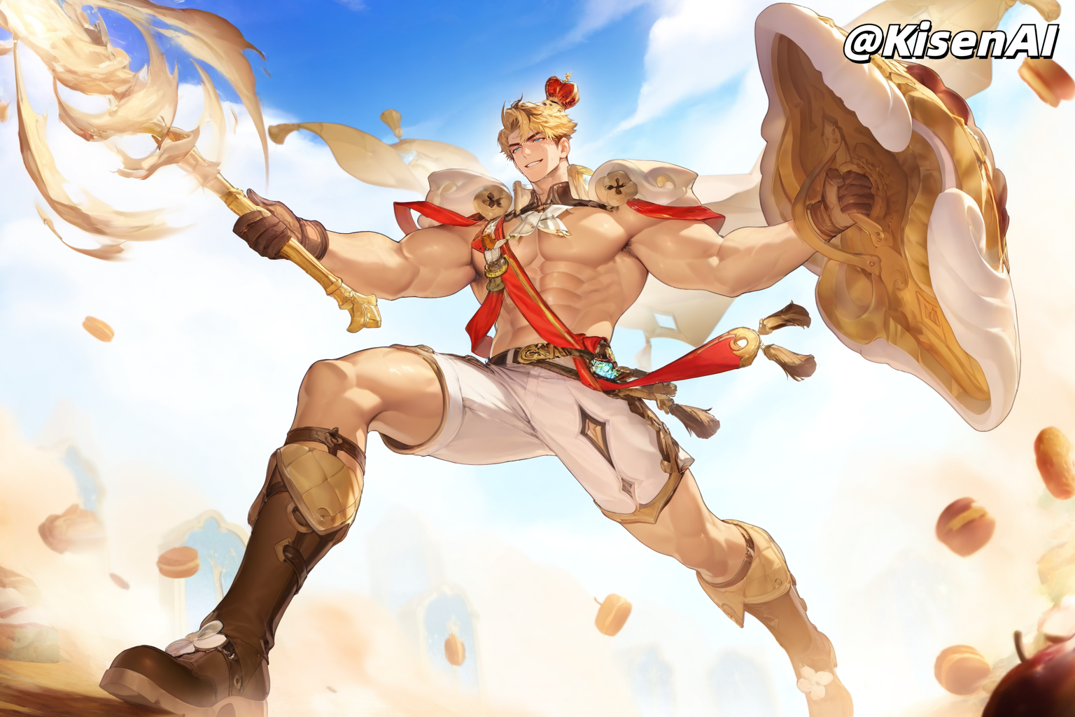 [KisenAI] Honor of Kings-Arthur new skin-muscle- 王者荣耀-亚瑟布丁狗之誓皮肤-腹肌肌肉版SFW [AI Generated] - Page 14