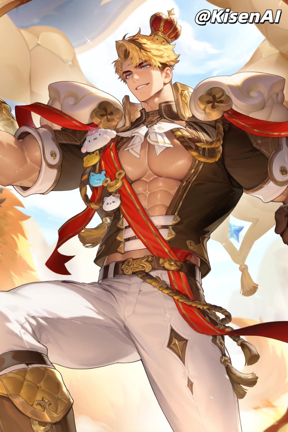 [KisenAI] Honor of Kings-Arthur new skin-muscle- 王者荣耀-亚瑟布丁狗之誓皮肤-腹肌肌肉版SFW [AI Generated] - Page 21