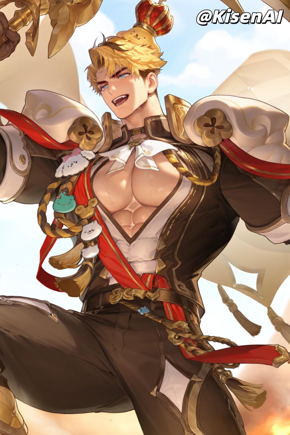 [KisenAI] Honor of Kings-Arthur new skin-muscle- 王者荣耀-亚瑟布丁狗之誓皮肤-腹肌肌肉版SFW [AI Generated] - Page 25