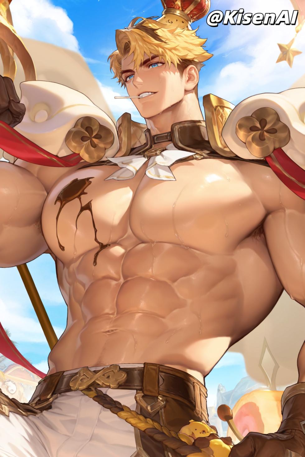 [KisenAI] Honor of Kings-Arthur new skin-muscle- 王者荣耀-亚瑟布丁狗之誓皮肤-腹肌肌肉版SFW [AI Generated] - Page 26