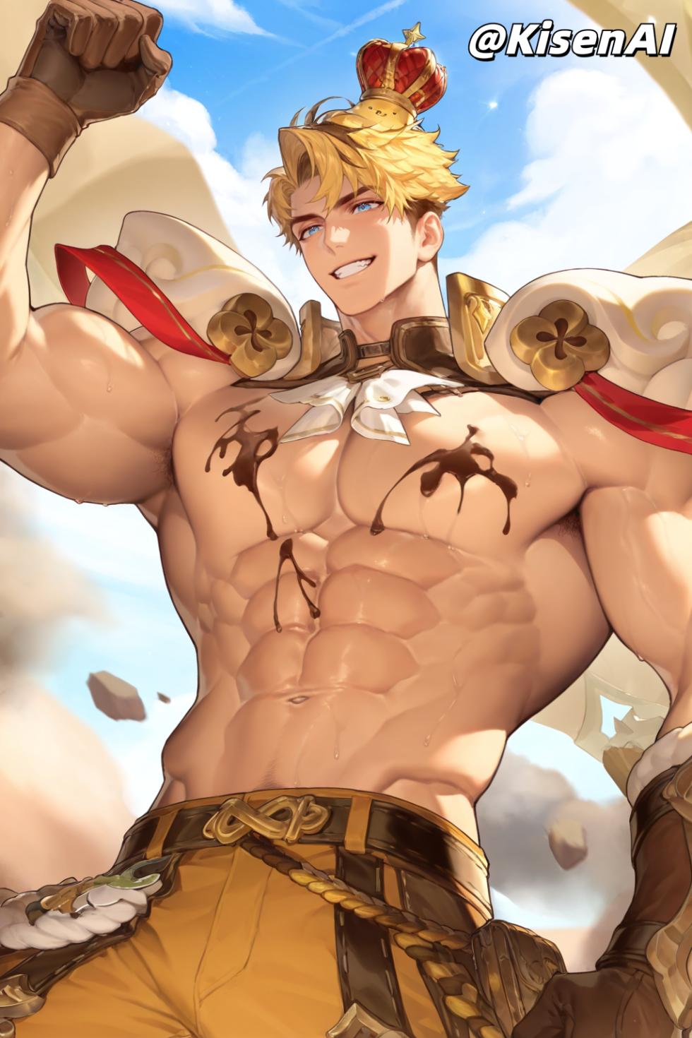 [KisenAI] Honor of Kings-Arthur new skin-muscle- 王者荣耀-亚瑟布丁狗之誓皮肤-腹肌肌肉版SFW [AI Generated] - Page 33