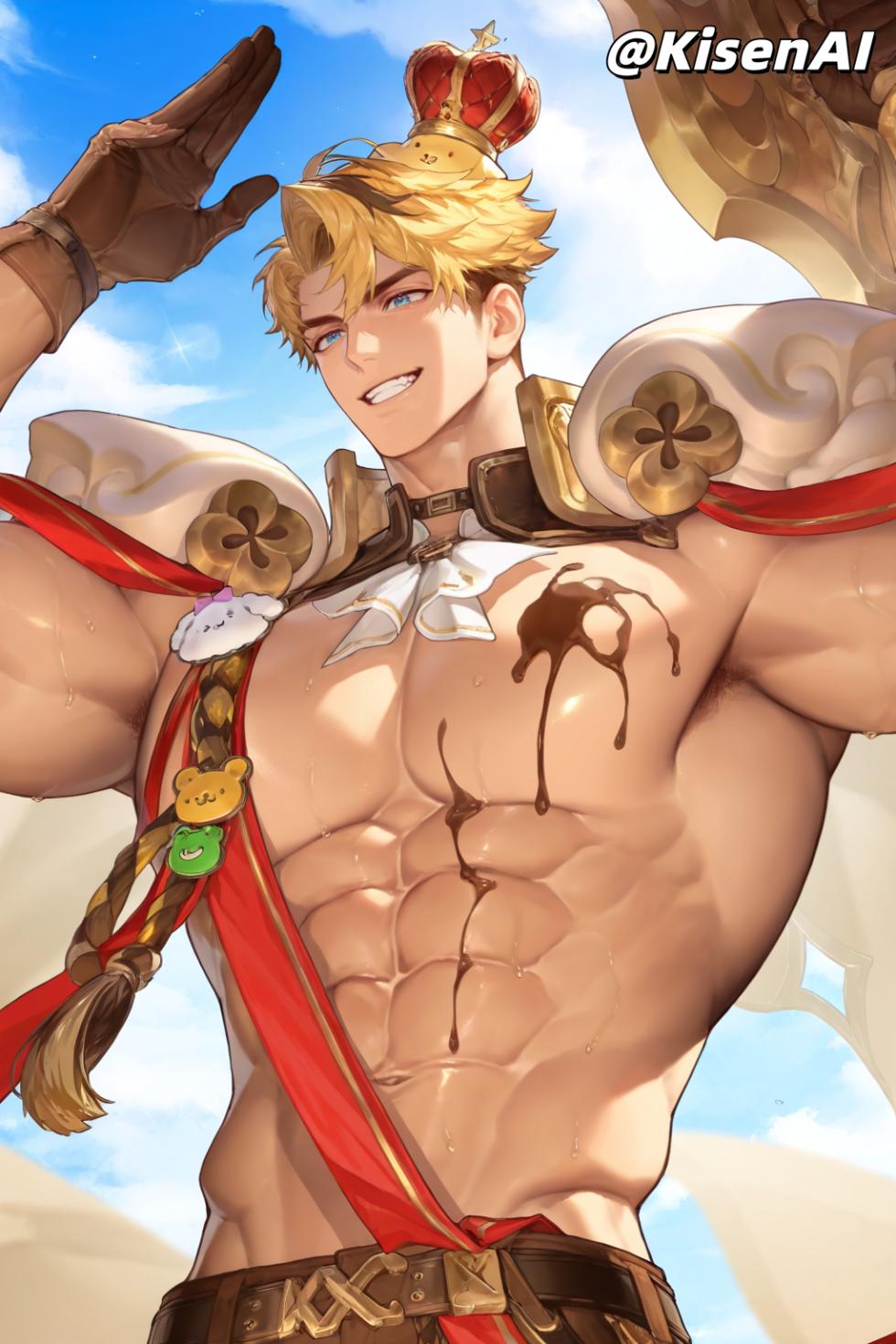 [KisenAI] Honor of Kings-Arthur new skin-muscle- 王者荣耀-亚瑟布丁狗之誓皮肤-腹肌肌肉版SFW [AI Generated] - Page 34