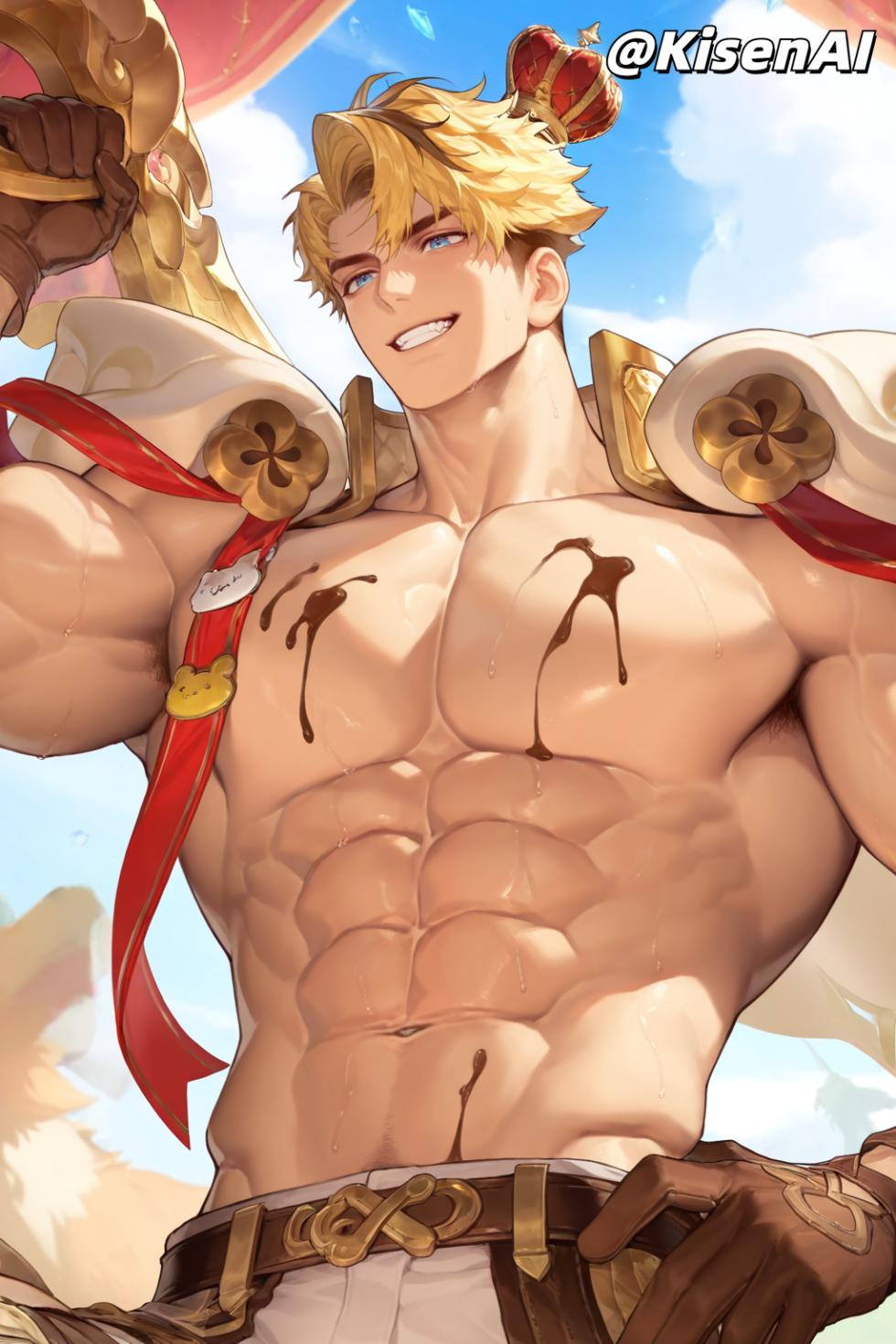 [KisenAI] Honor of Kings-Arthur new skin-muscle- 王者荣耀-亚瑟布丁狗之誓皮肤-腹肌肌肉版SFW [AI Generated] - Page 36
