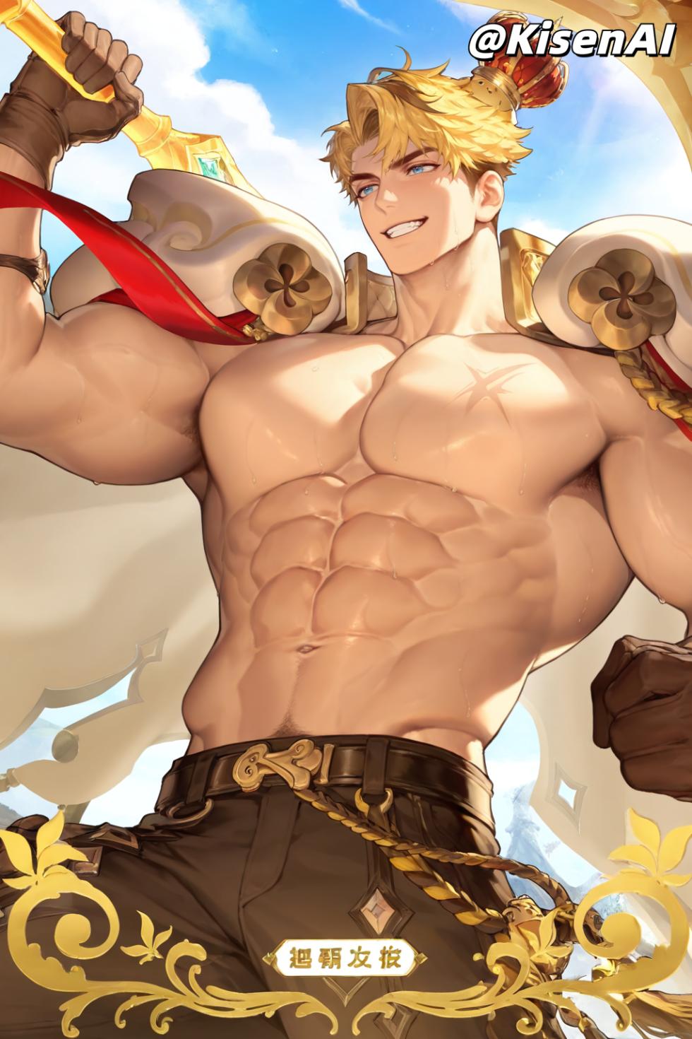 [KisenAI] Honor of Kings-Arthur new skin-muscle- 王者荣耀-亚瑟布丁狗之誓皮肤-腹肌肌肉版SFW [AI Generated] - Page 38