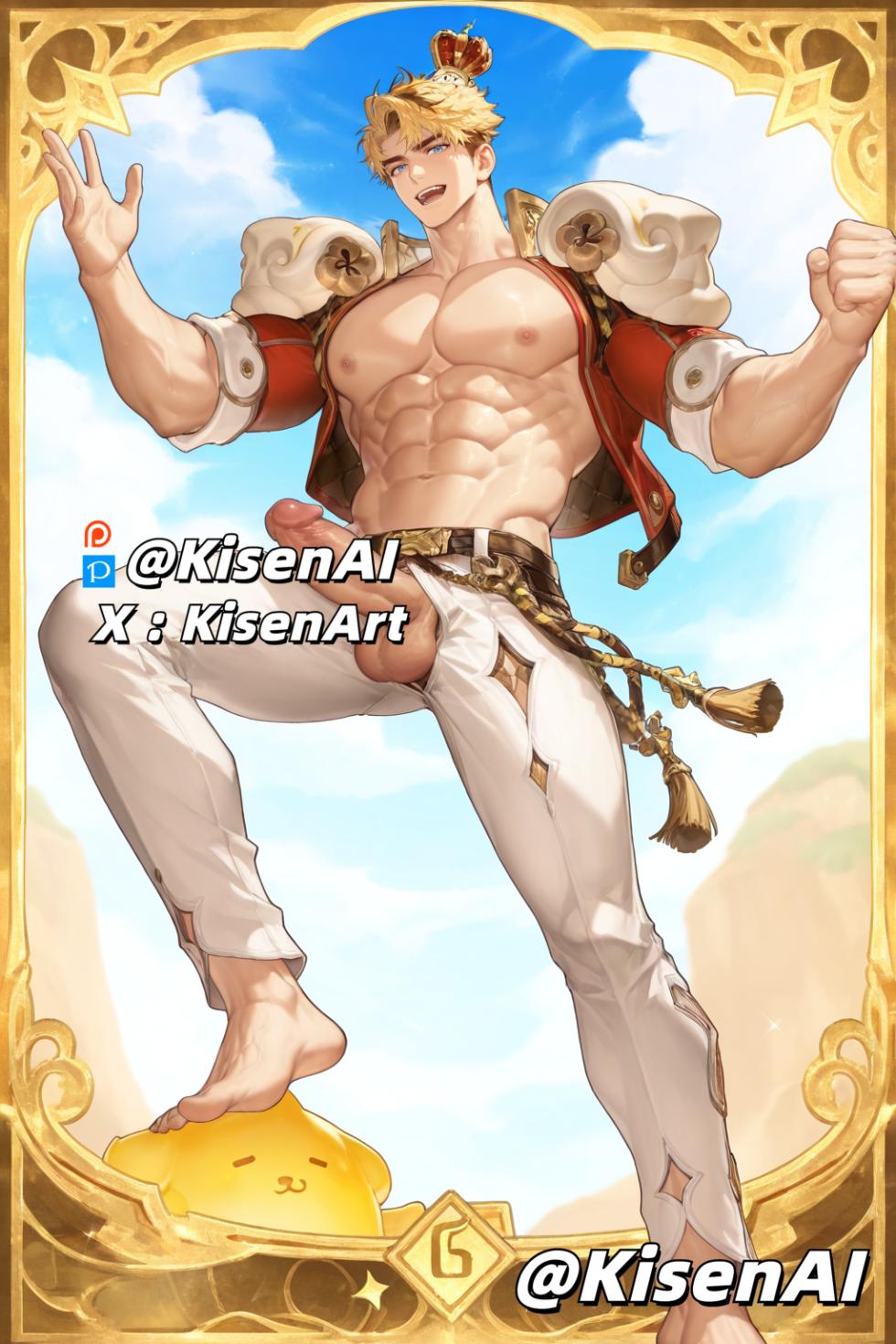 [KisenAI] Honor of Kings-Arthur new skin-muscle-showing dick- 王者荣耀-亚瑟布丁狗之誓皮肤-腹肌肌肉露屌版NSFW [AI Generated] - Page 2