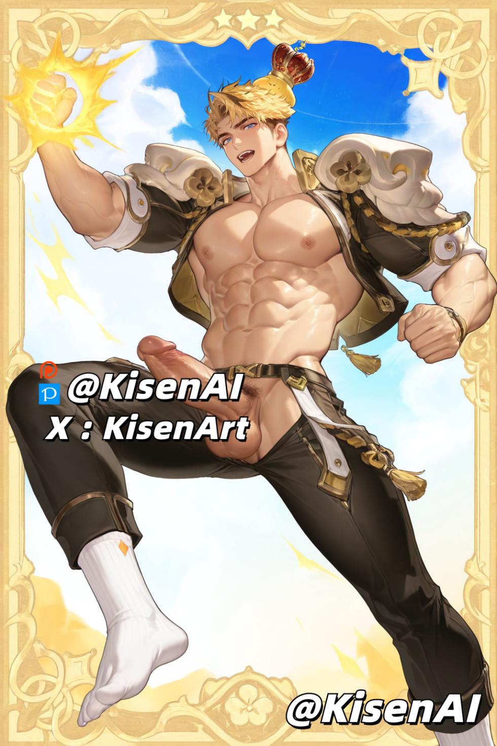 [KisenAI] Honor of Kings-Arthur new skin-muscle-showing dick- 王者荣耀-亚瑟布丁狗之誓皮肤-腹肌肌肉露屌版NSFW [AI Generated] - Page 6