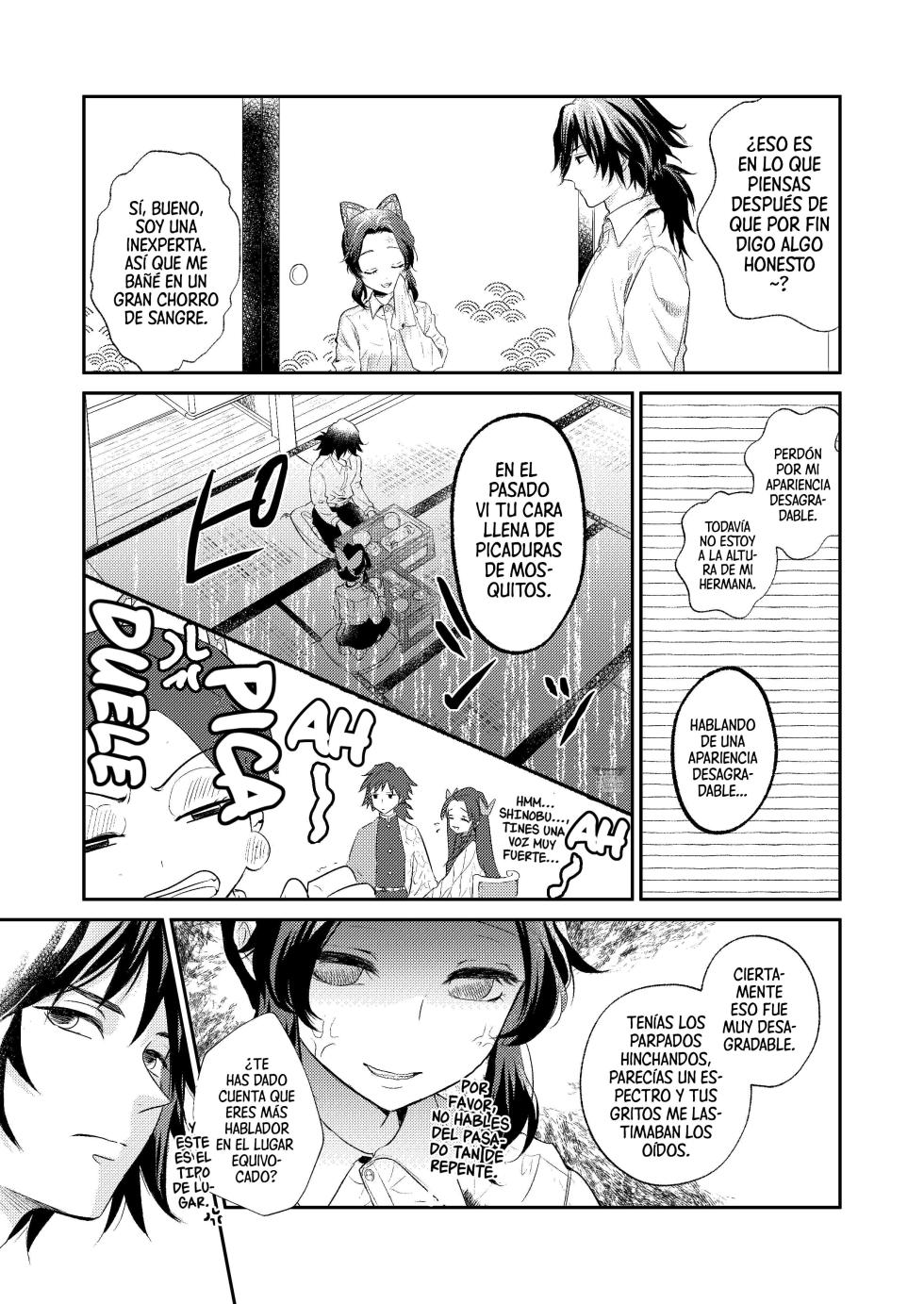 [SAKEYOKOSE (Takebu)] Sore wa Kizu ka Hoteri ka Kaeri Chi ka | ¿Es Un Rasguño, Sensación de Ardor o Un Chorro de Sangre? (Karasu ga Naitara Kaerimashou) (Kimetsu no Yaiba) [Spanish] [Mister Nugget] [Digital] - Page 4