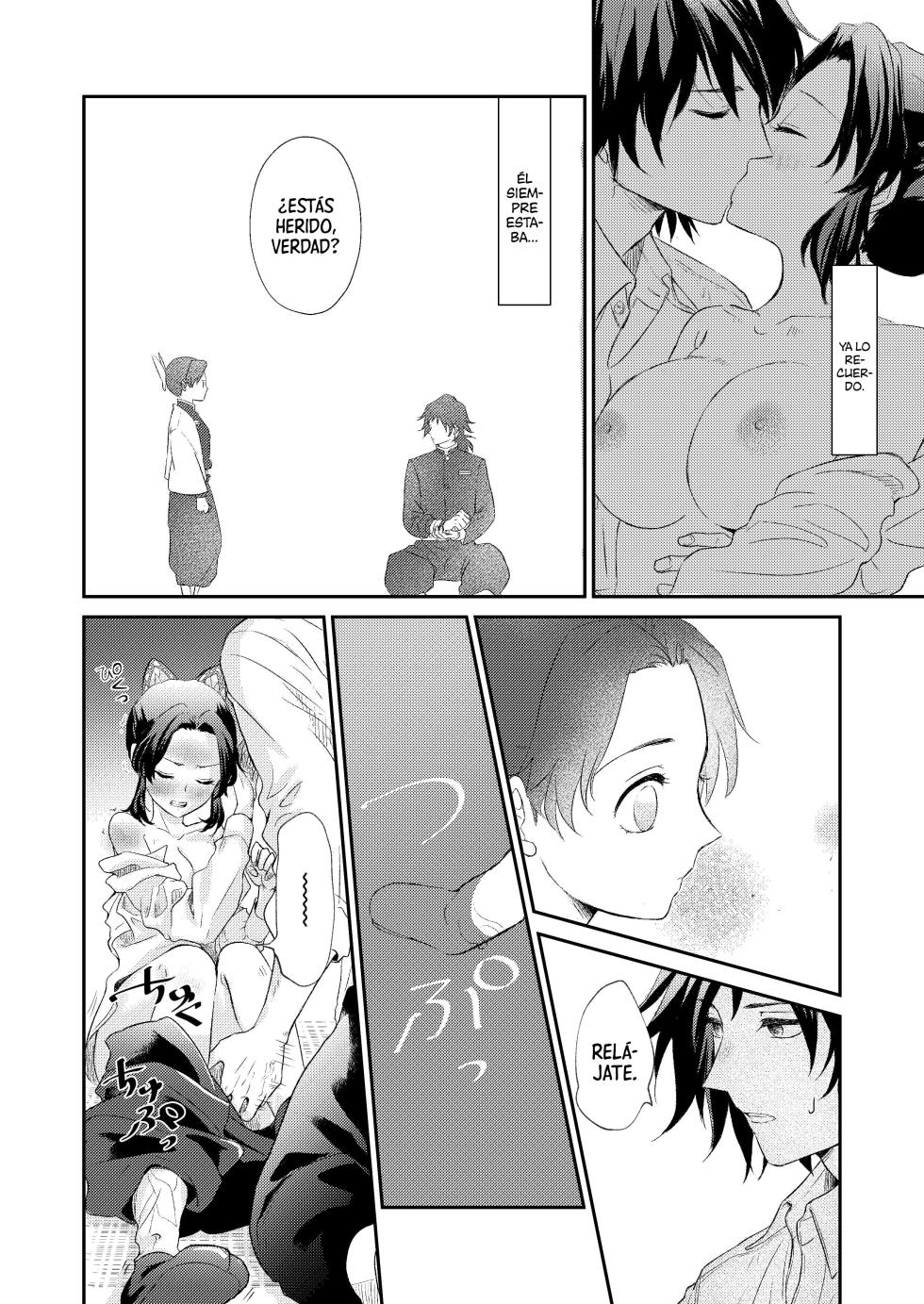 [SAKEYOKOSE (Takebu)] Sore wa Kizu ka Hoteri ka Kaeri Chi ka | ¿Es Un Rasguño, Sensación de Ardor o Un Chorro de Sangre? (Karasu ga Naitara Kaerimashou) (Kimetsu no Yaiba) [Spanish] [Mister Nugget] [Digital] - Page 15