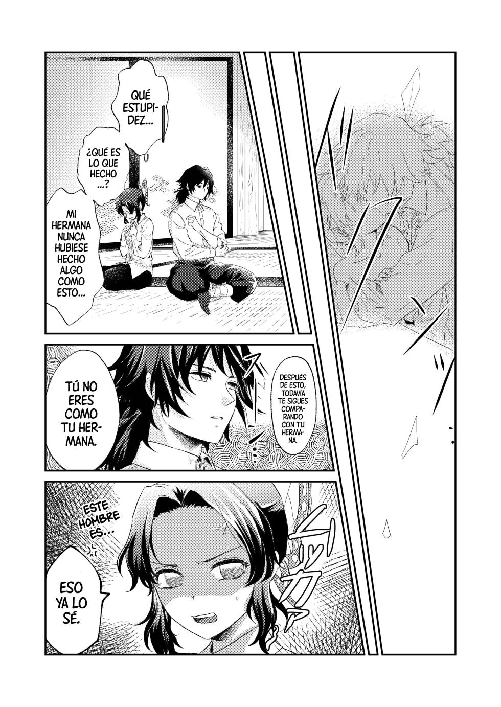 [SAKEYOKOSE (Takebu)] Sore wa Kizu ka Hoteri ka Kaeri Chi ka | ¿Es Un Rasguño, Sensación de Ardor o Un Chorro de Sangre? (Karasu ga Naitara Kaerimashou) (Kimetsu no Yaiba) [Spanish] [Mister Nugget] [Digital] - Page 19