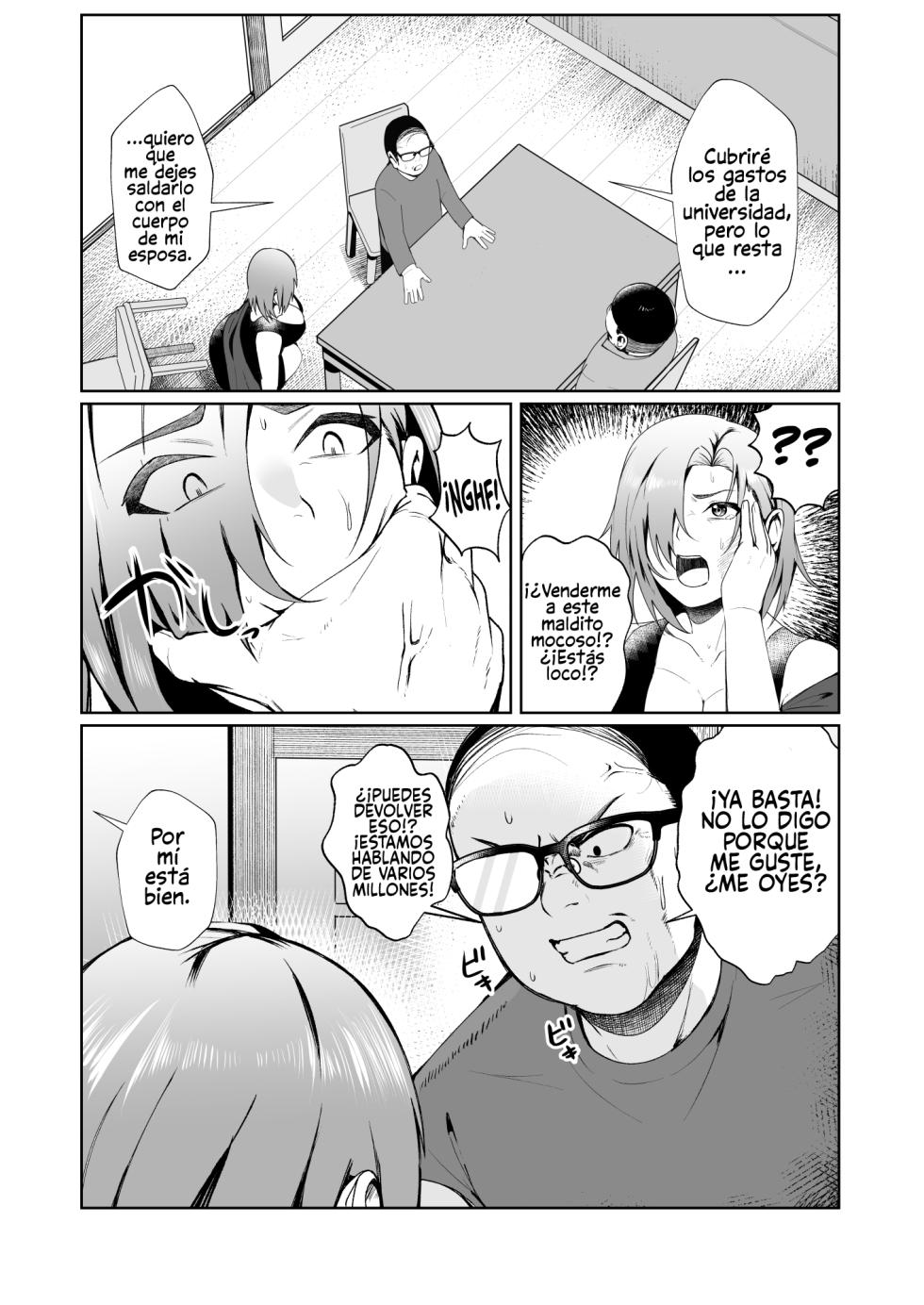 [Ano Mura (Murabito C)] Oji-san ga Shakin o Tsuma no Karada de Hoten Shite Hoshii to Iwareta node Kaidaku Shita Hanashi [Spanish] - Page 6