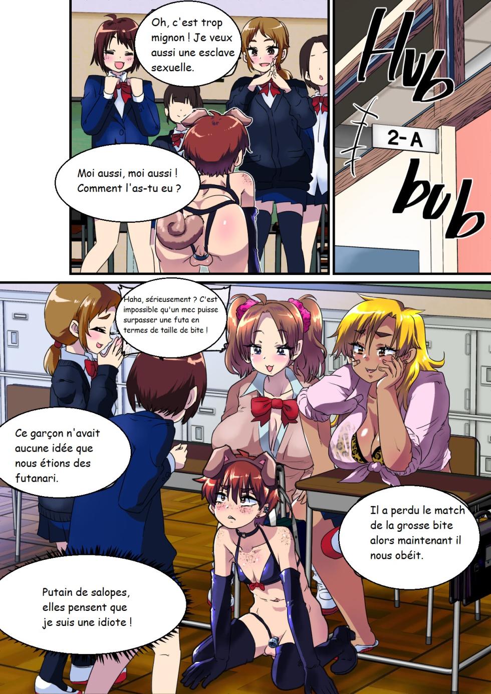 [Nikuyakitei (Nikuyaki)] Ore ga Mesu Ochi Shite Kyokon Futanari Gal-tachi no Seishori-you Chinpo Ana ni Choukyou Sarete Shimatta Ken. | L'histoire de la façon dont je suis devenue une femme et comment j'ai été entraînée à être un trou de pénis pour le sexe par des filles futanari à grosses bites. [French] - Page 11