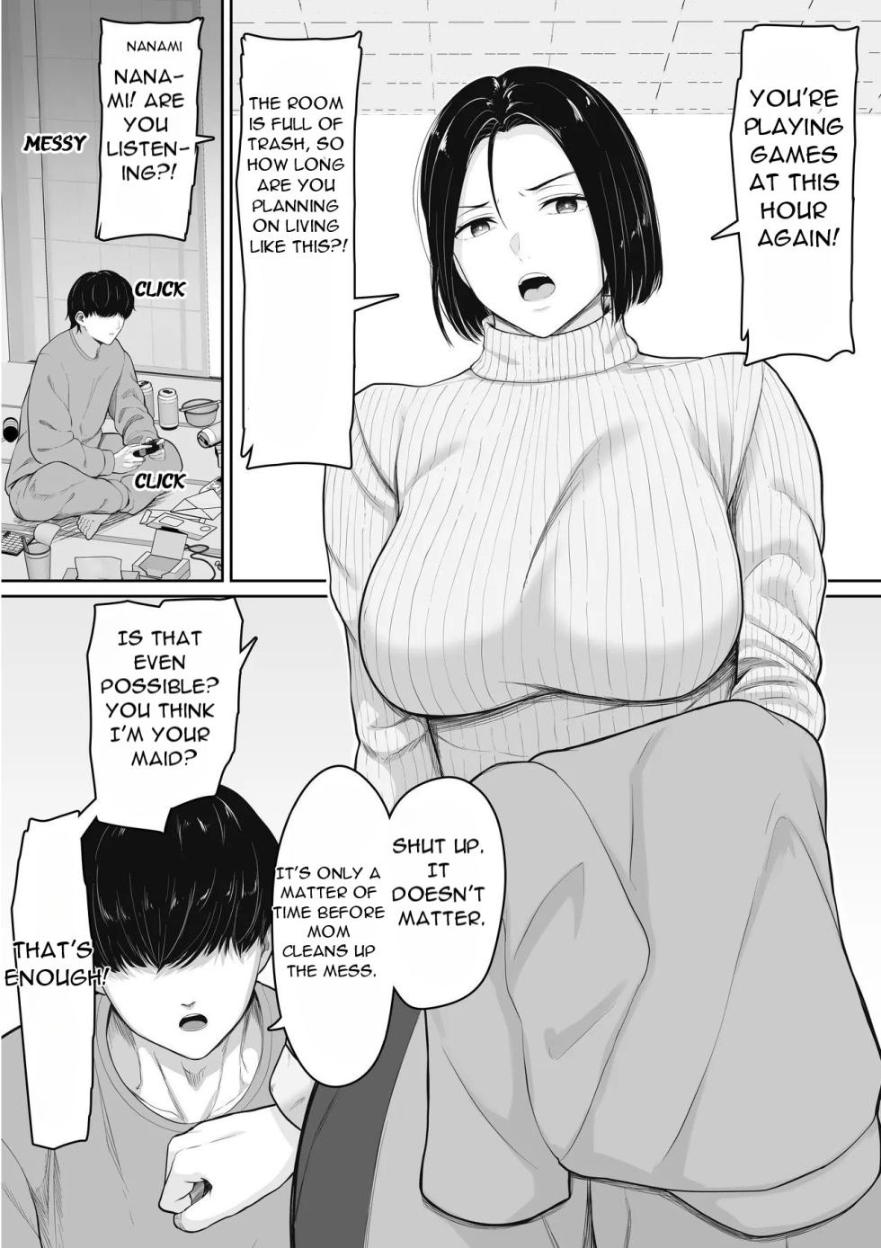 [Kuruto] Kimottama Kaa-chan to Kenka Bakari no Neet no Ore ga Kaa-san ni Nakadashi shite kara Nakayoku natta Hanashi - A story about How I, A NEET Who Always Fought with My Gutsy Mother,  [English][DarklordMTLs] - Page 4