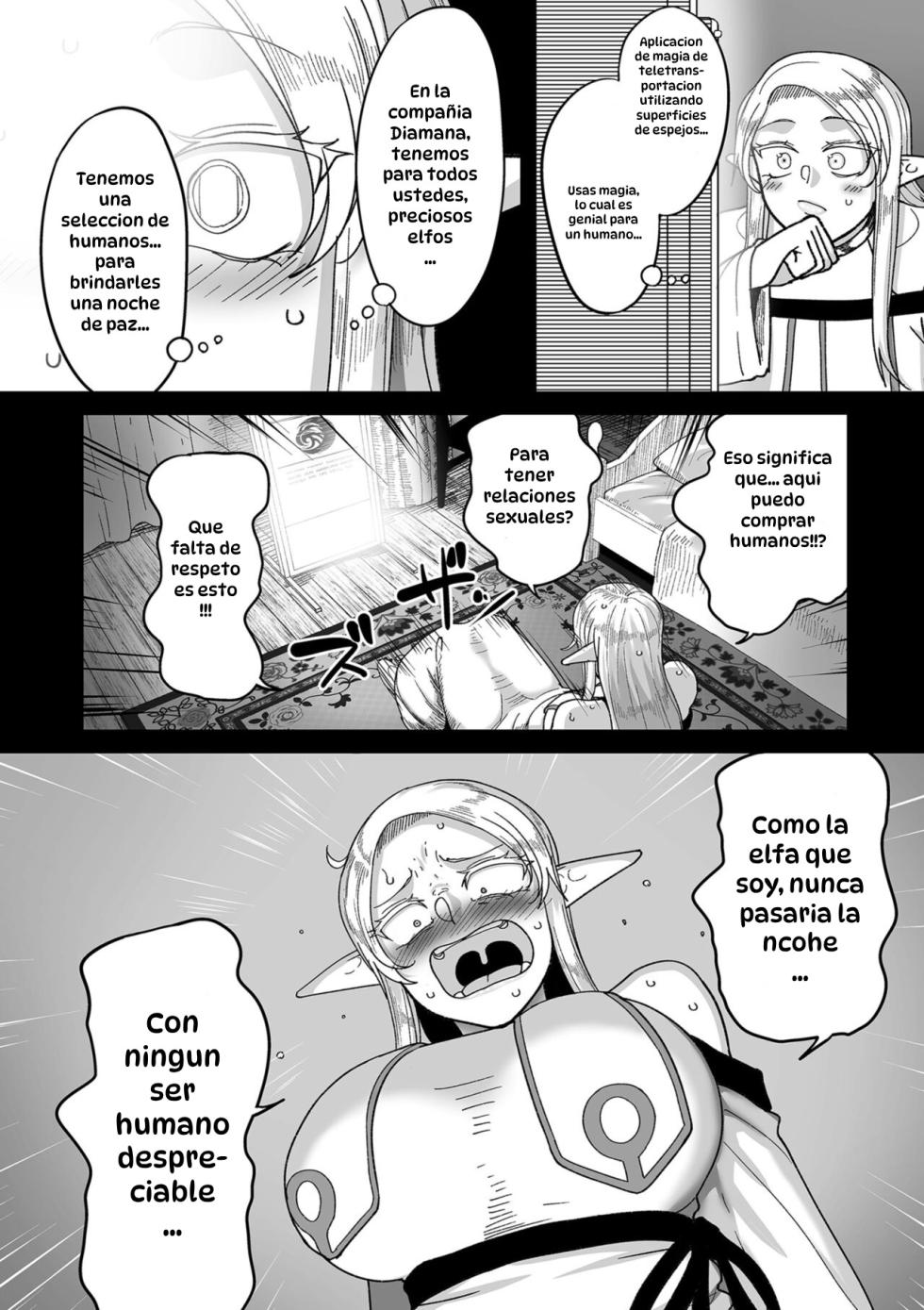 [Yamamoto Zenzen] Genkai Jukujo Elf Senyou! Danshou Delivery Service!! 1｜¡¡Servicios Sexuales a Domicilio a Elfas Insatisfechas!! Capítulo 1 [Spanish] [Hta scan] [Digital] - Page 6