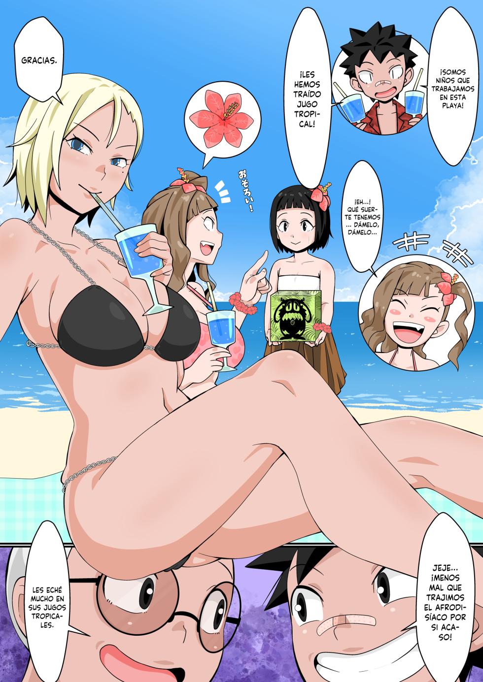[Toshiue Onee-san Tengoku (Tomato (Kari)] Resort Beach de Rankou Mission! [Spanish] [MandaloAsiNoma] - Page 10
