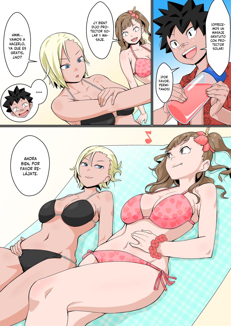 [Toshiue Onee-san Tengoku (Tomato (Kari)] Resort Beach de Rankou Mission! [Spanish] [MandaloAsiNoma] - Page 11