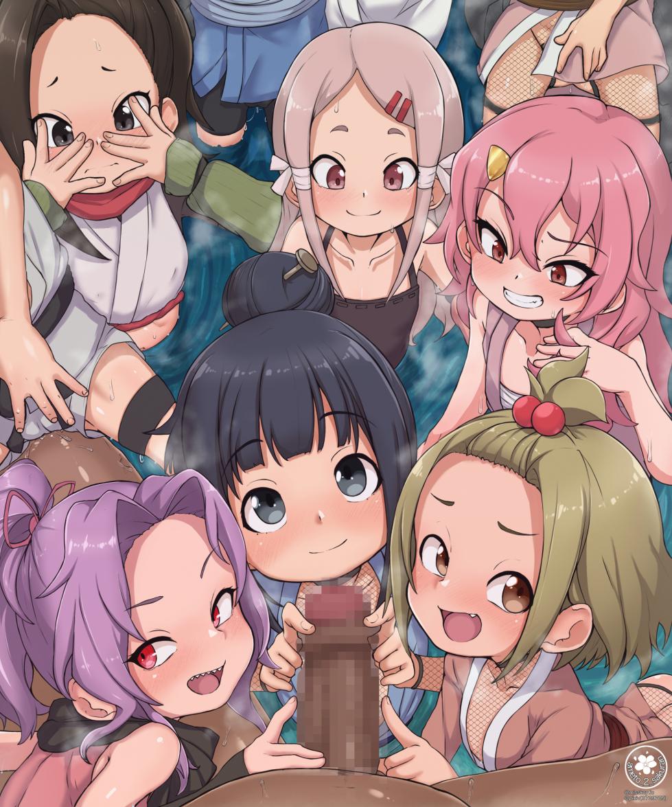 [茶倉ん。]  🔞🚸 あかね組のコ達と温泉に浸かりながら致してぇ ❤️ - Page 1