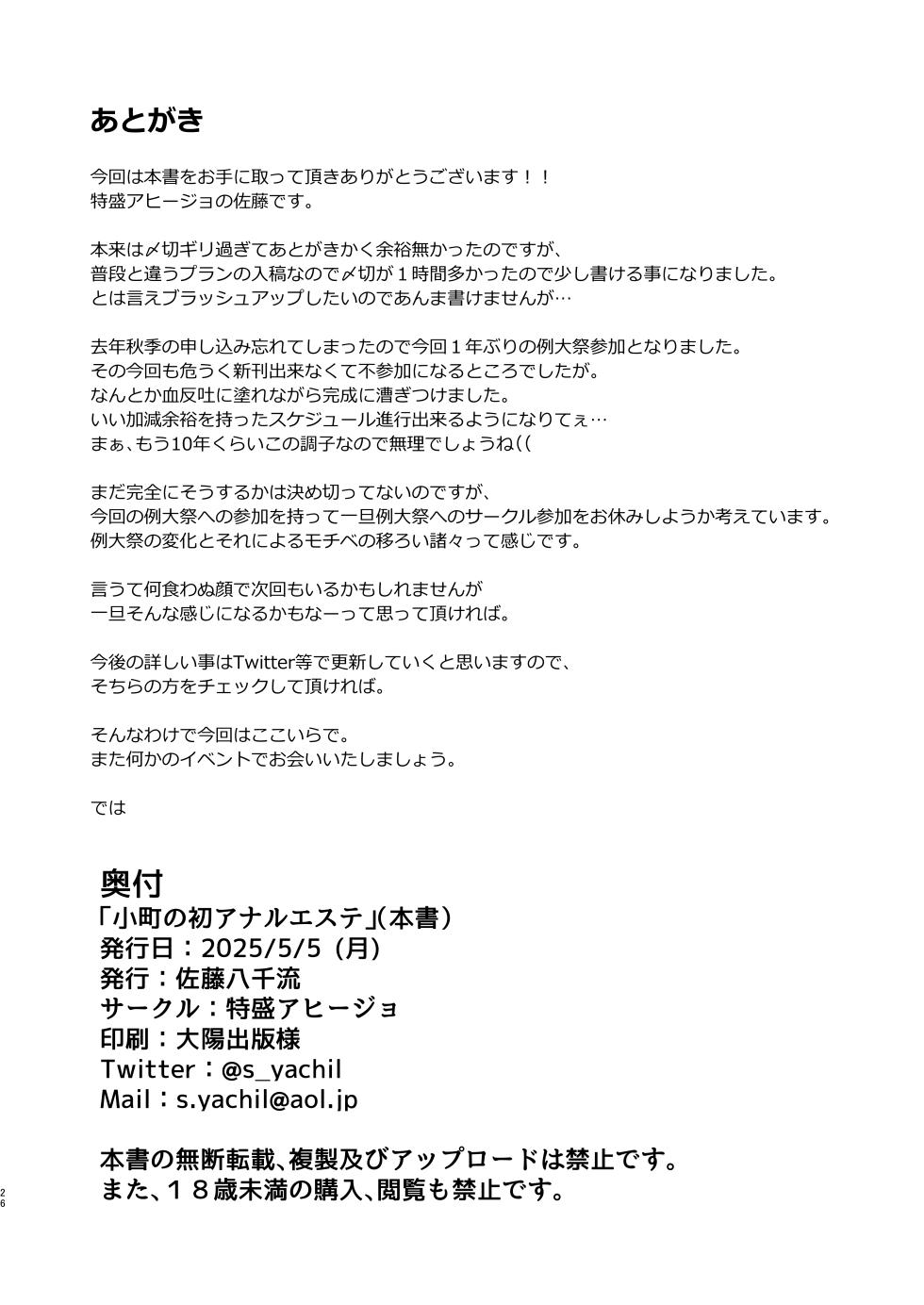 [Tokumori Ajillo (Satou Yachil)] Komachi no Hatsu Anal Esthetics (Touhou Project) [Digital] - Page 13