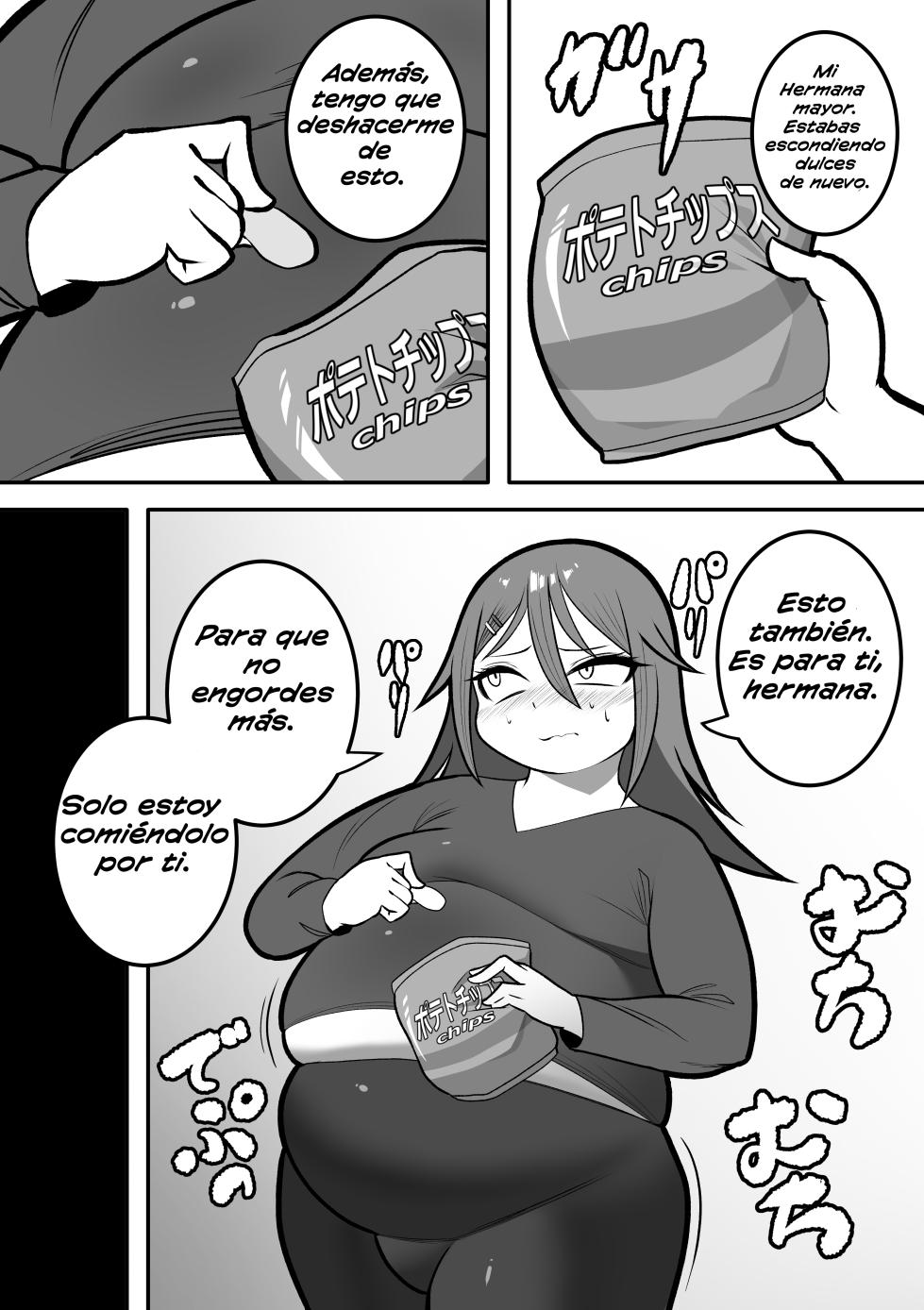 A fat older sister on a diet and a younger sister who awakens to fattening - Page 3