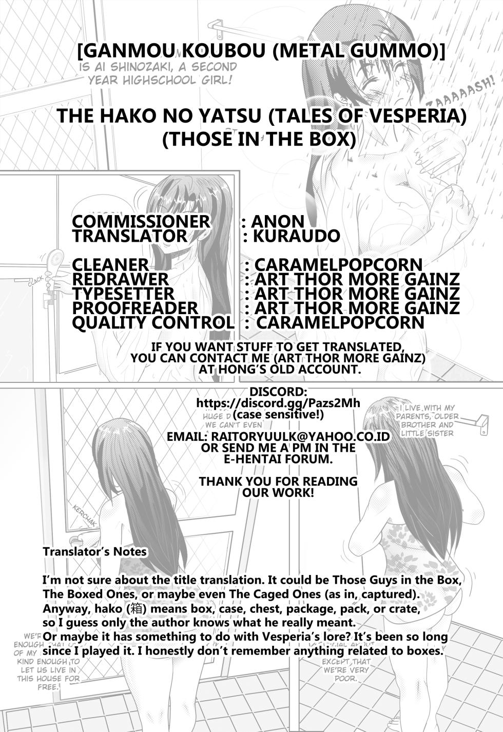 [Ganmou Koubou (Metal Gummo)] The Hako no Yatsu (Tales of Vesperia) [English] [Kuraudo] - Page 22