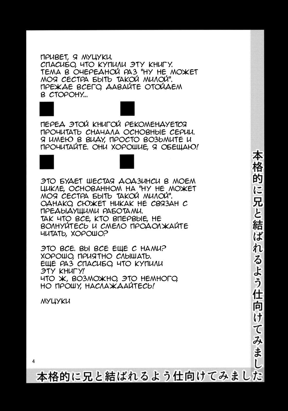 (C84) [Junk Box (Mutsuki)] Honkakuteki ni Ani to Musubareru you ni Shimukete Mimashita (Ore no Imouto ga Konna ni Kawaii Wake ga Nai) [Russian] [Loc-8296] - Page 3