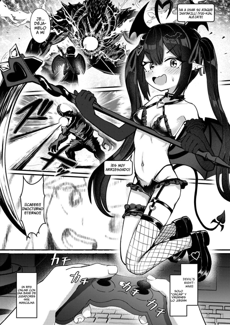 [Chirimen Naoyuki (Naoyuki)] Hinekure Doutei ga Off-kai Ittara Succubus ni Ochinchin Propose Shichatta Hanashi｜La Historia de un Virgen Resentido que Fue a una Reunión Offline con una Súcubo [Spanish] [ZeriiFawny Scan] [Digital] - Page 4