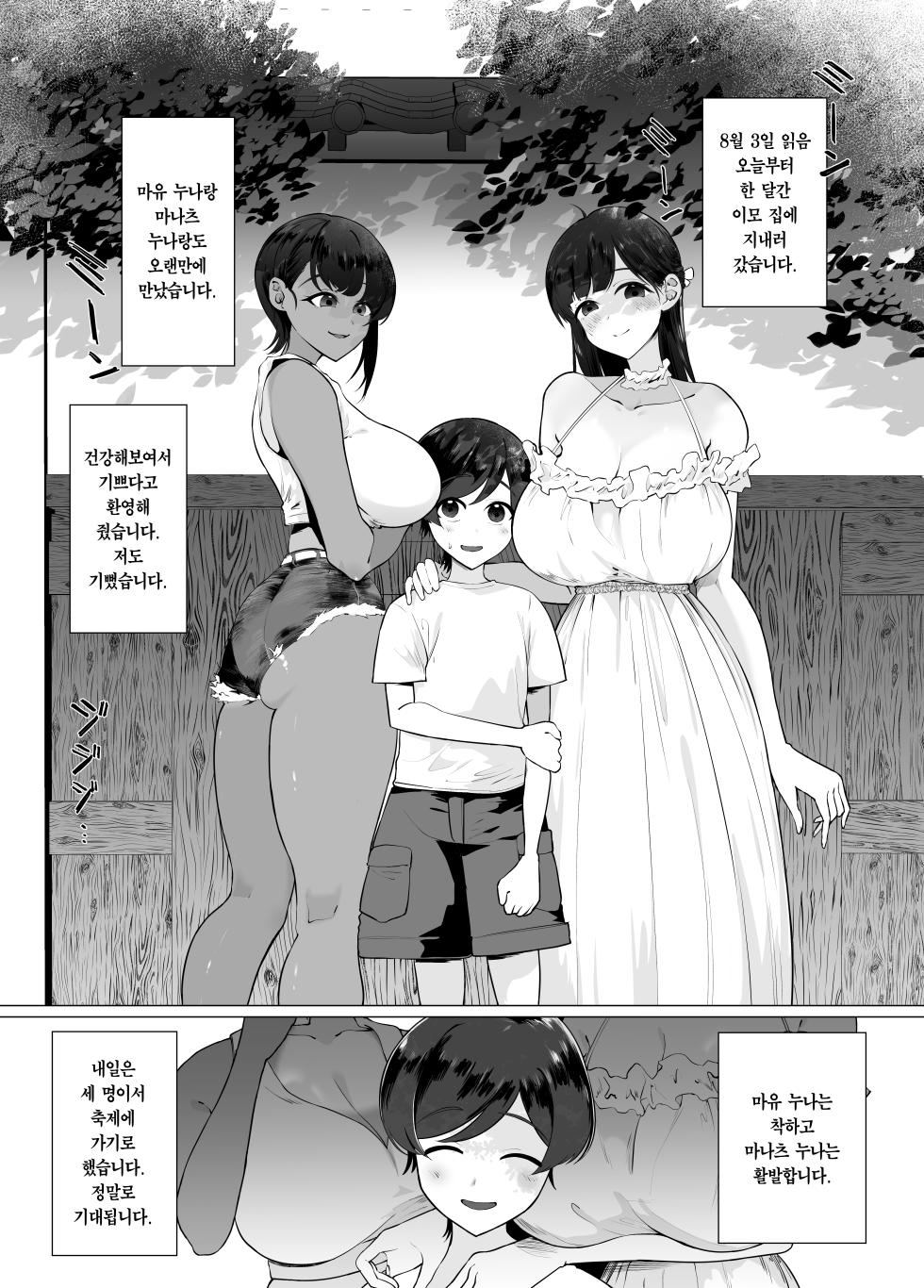 [Gyoumuyou Jiga] Boku to Onee-chan-tachi no Kotsukuri Nikki. | 나와 누나들의 아기 만들기 일기. [Korean] [Team Edge] [Digital] - Page 2