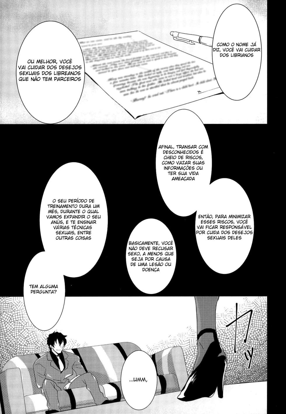 (BLOODY ZONE 2) [Tanbo (Makita Miki)] Leonardo-kun wa Libra Senzoku Seiyoku Shori-gakari (Kekkai Sensen) [Portuguese-BR] - Page 6