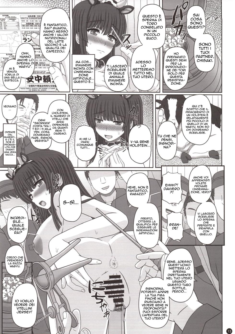 (C94) [Shiawase Kyouwakoku (Shiawase no Katachi)] Kouhai Reijou -Ushi ni Tanetsuke Koubi Sareru Ojou-sama- [Italian] - Page 12