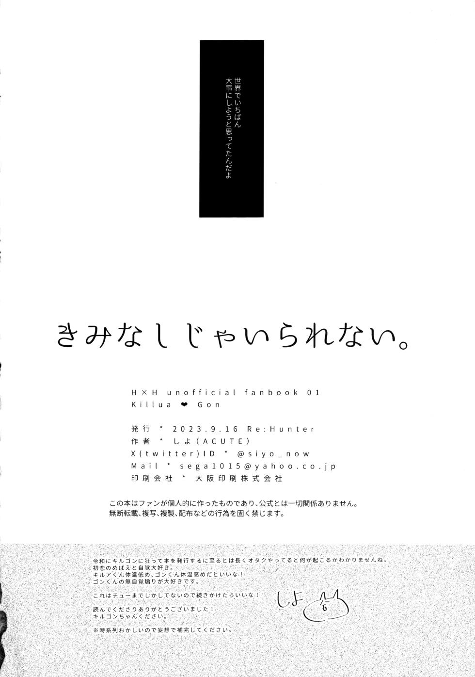 (Re:HUNTER 09) [ACUTE (Siyo)] Kimi Nashi ja Irarenai. (Hunter x Hunter) - Page 27