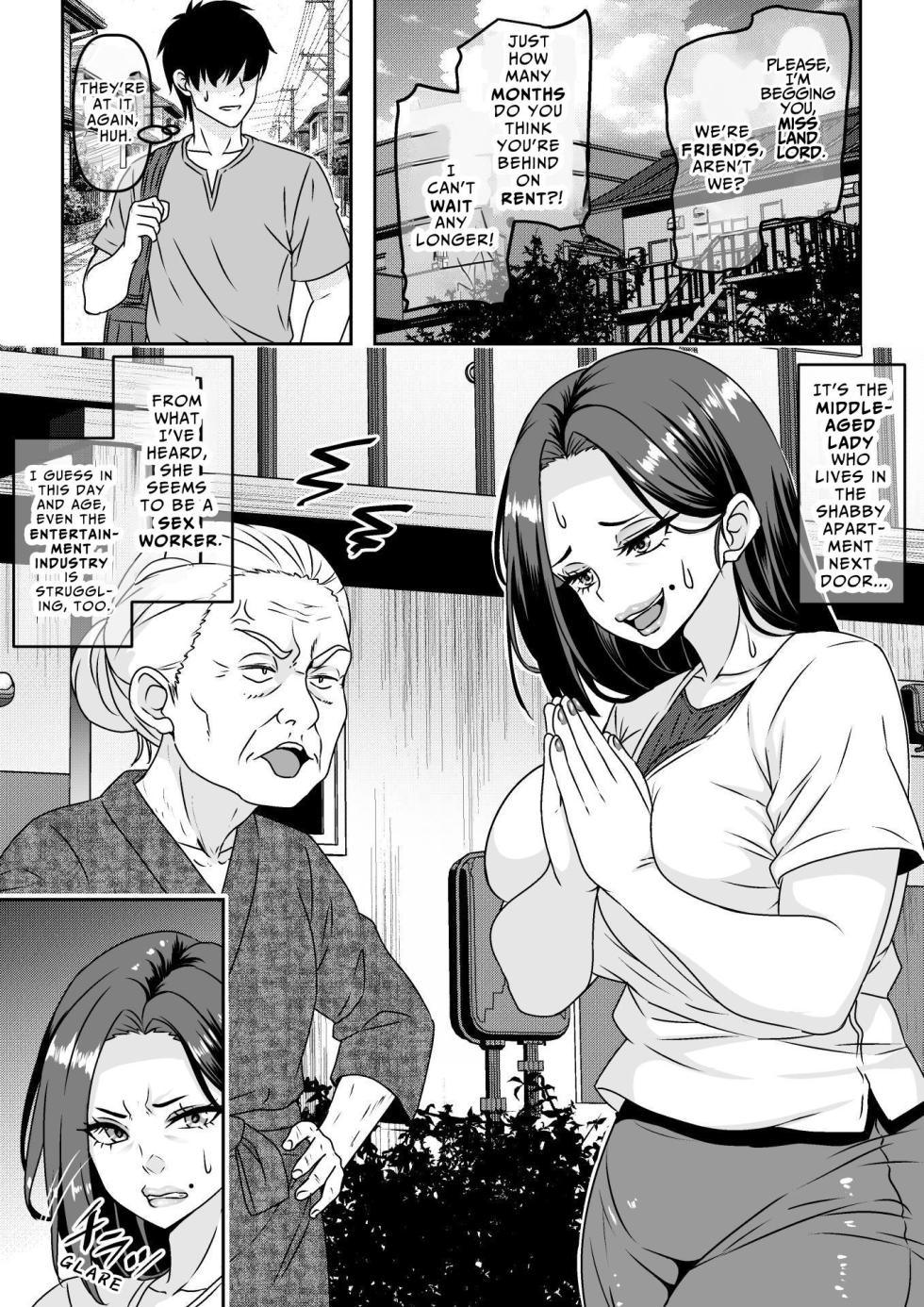 [Waribashi Kouka] Ore ga Seigou na no o Shirazu ni Tsuki Ichi Man de Yarihoudai no Subscription Keiyaku o Musun de shimatta Funinki Fuuzokujou Oba-san | Unpopular Prostitute Signs An All-I-Can-Fuck Monthly Subscription Not Knowing I'm A Total Horndog [English] [Reforged] - Page 2