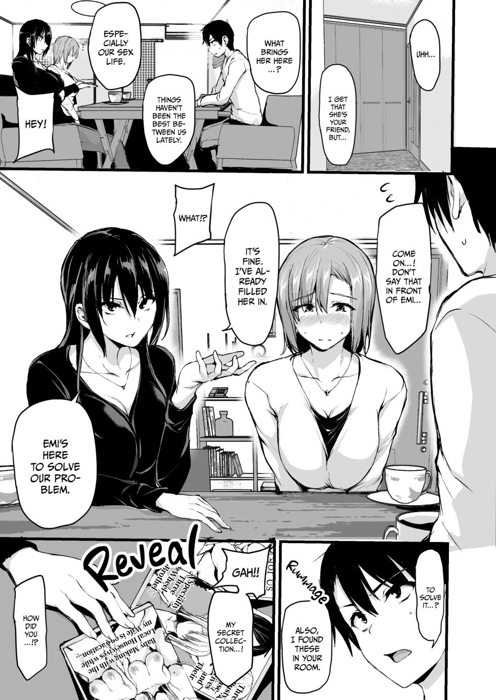 [Tachibana Omina] Kyonyuu Ga Futariinai To Bokkishinai Otto No Tame Ni Tomodachi O Tsuretekita Tsuma 1-3 I Can't Get It Up Without Two Pairs of Big Breasts, so My Wife Brought Her Friend! 1-3 - Page 4
