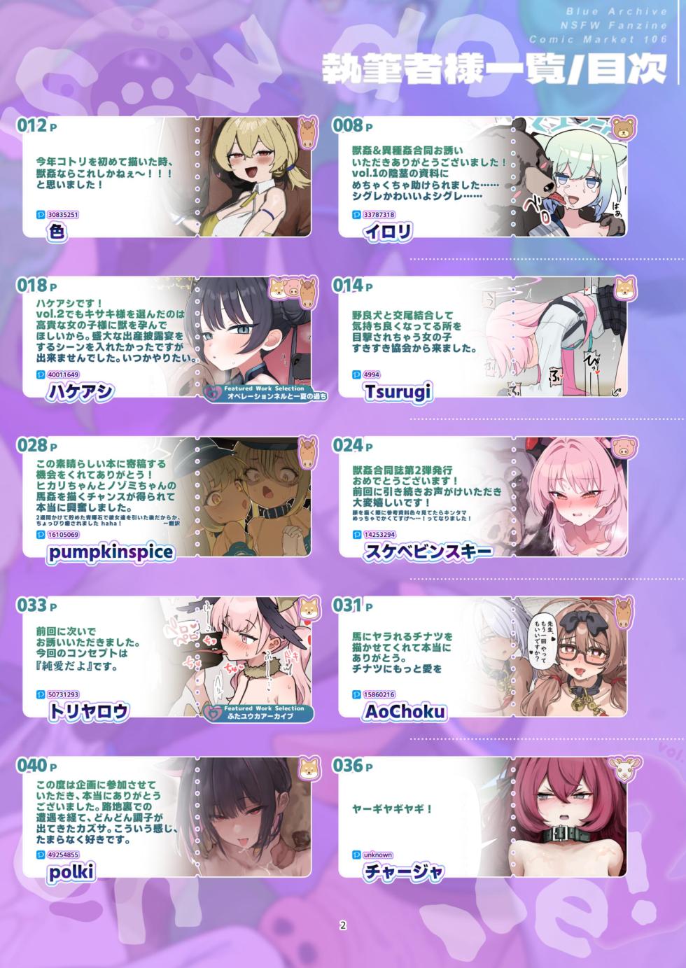 （HarmoNeaR）【ブルアカ獣姦+異種姦合同誌】Sow do on me! vol.2（BlueArchive） - Page 2