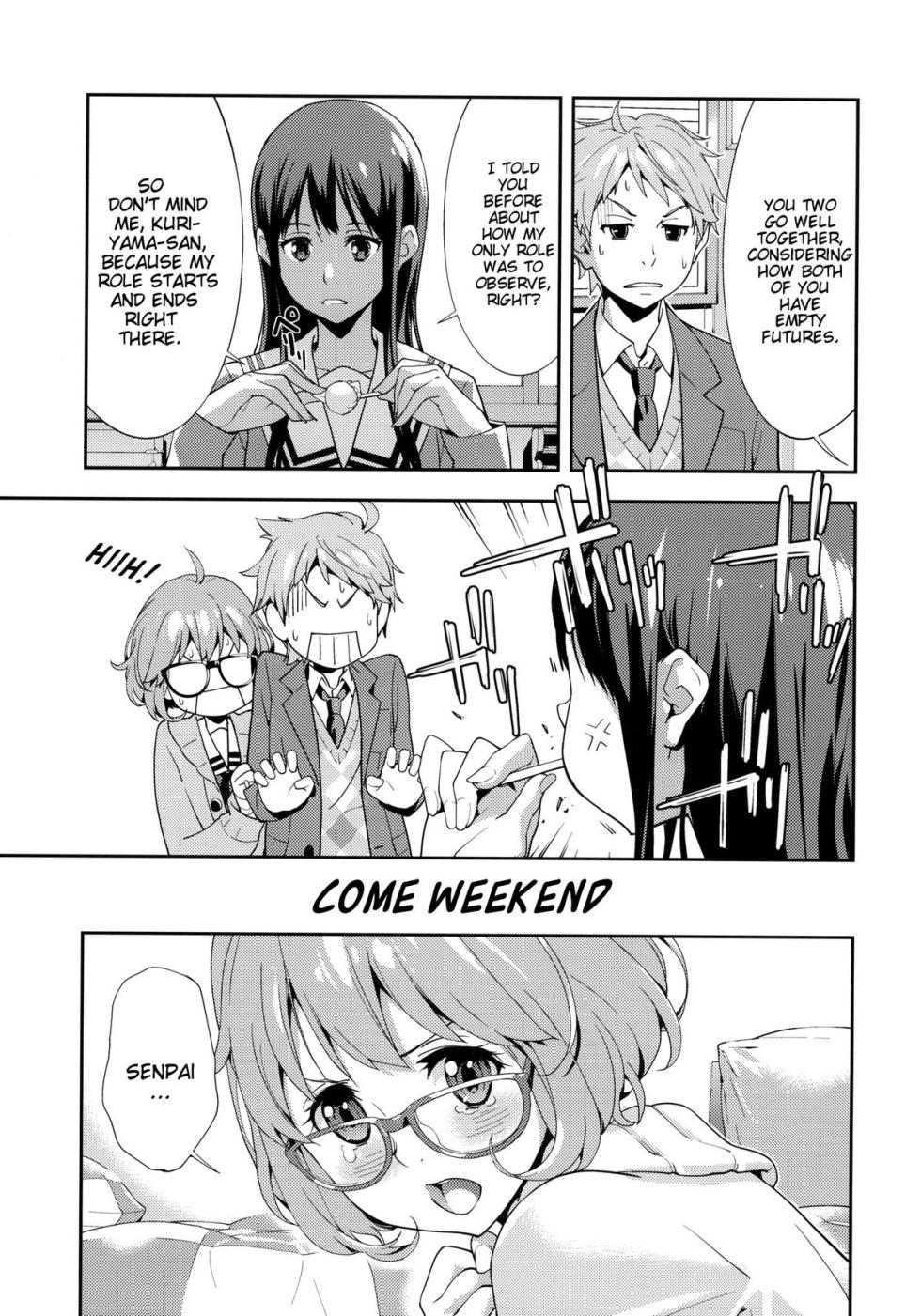 (C85) [Hapoi-dokoro (Okazaki Takeshi)] EXCLUDE (Kyoukai no Kanata) [English] - Page 10